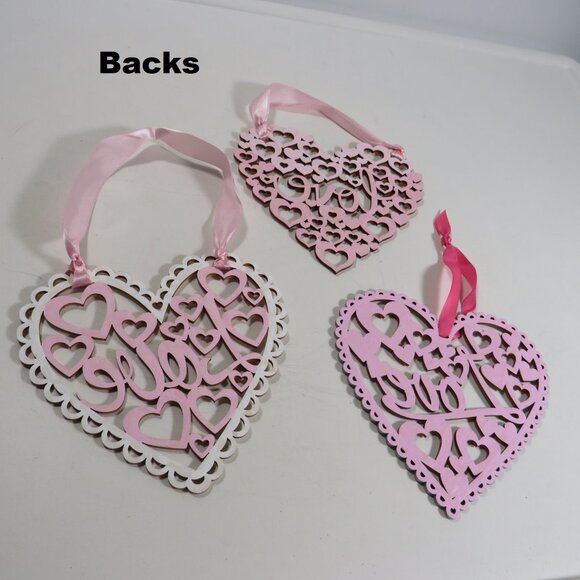 Intricate (3) Wood Heart Signs Laser Cut and Metallic Paint - Picture 8 of 9